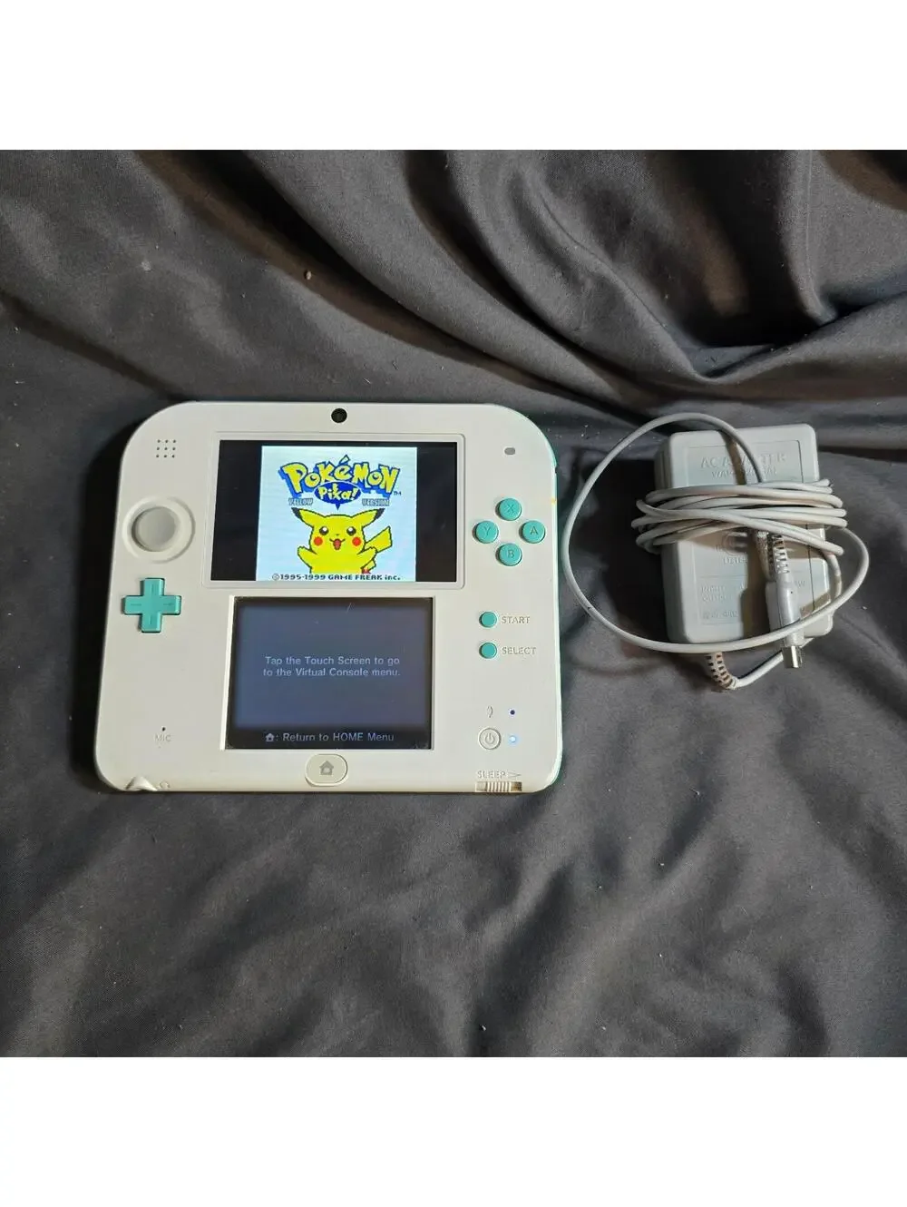Nintendo 2DS Sea Green Handheld Console FTR-001 Charger Stylus Pokémon Sd Card